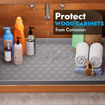 Winisok Waterproof Under Sink Mat 31" x 19", Silicone Mat, Dark Gray - color: Dark Gray, size: 19"W x 31"L