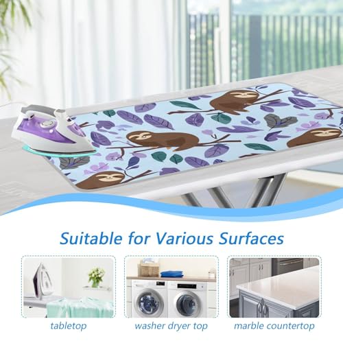 Ironing Mat Pad for Table Portable Travel Iron Blanket Ironing Board Covers Pressing Mat Heat Press Pads 27.6x47.2 Inches Cartoon Sloths Branch Purple60 - color: Cartoon Sloths Branch Purple60