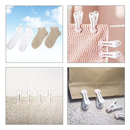 Plastic Clothespins Laundry Clothes Pins (Gray) -12 Pack, Traceless Clothes Pegs, Bag Clips, Food Package Clip, with Cute Cat Claw Pattern - color: Gray, size: 12-Pack