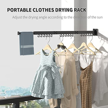 ptlsy Wall Mounted Portable Folding Clothes Drying Rack with Hooks,Space Saver Clothes Hangers Design Universal for Balcony, Mudroom, Bedroom, Kitchen, Foldable Laundry Rack (3-Pole Black) - style: M-3-Black
