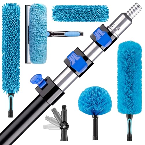 20FT High Reach Duster Cleaning Kit with 5-12 FTExtension Pole - size: 12FT