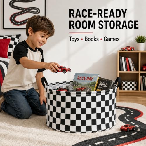 MAIZMZ Checkered Storage Basket Extra Large 80L Kids Hamper Baby Laundry Basket Waterproof Toys Car Organizer Collapsible Canvas for Home/Dorm/Pet/Office/Closet/Shelf/Gift Baskets - color: Checkered
