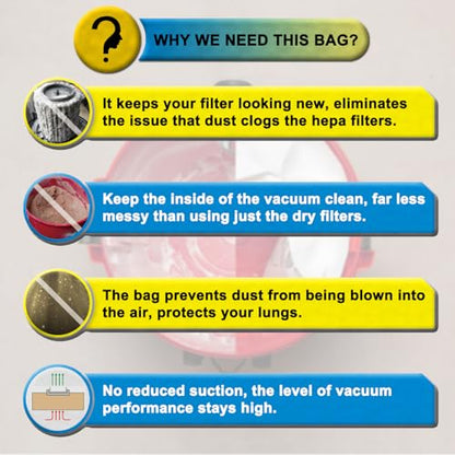 15 Pack VF3501 Size C High Efficiency Dust Filter Bags - size: 15PK, style: Heavy Duty