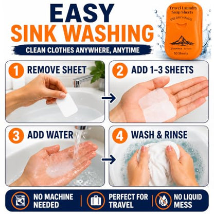 Travel Laundry Detergent Sheets with Universal Sink Stopper – 50-Count Travel Detergent Sheets and Flat Silicone Sink Stopper for Sink Washing in Hotels, Cruises & Camping - style: Pocket Sheets (50) + Sink Stopper