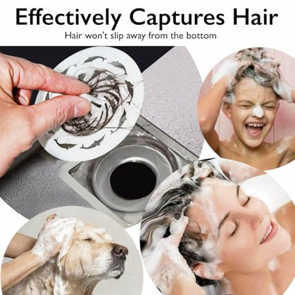 20PCS Disposable Sink Drain Strainer for Bathroom Bathtub Kitchen, Universal Hair Catcher Shower Drain Cover Fits Drain Holes Over 2.2in, Reusable PP Material (3.7 x 3.7 x 0.32 inches(20PCS))