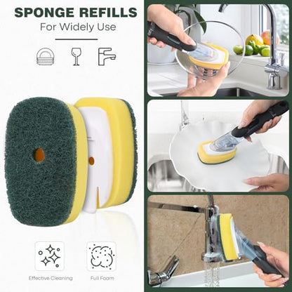 Sponge Brush Refills for OXO Soap Dispensing Dish Brush - color: 4-pack-green
