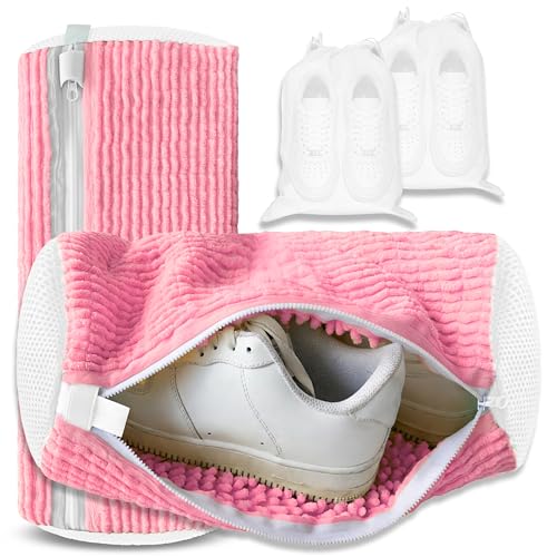 2Pcs Reusable Shoe Washing Machine Bag for Washer and Dryer:Free Up Hands, Prevent Deformation,shoe bag with Zipper Protection Design, Use for all Shoes,Sports Shoes - color: F-2Pcsf-Pink