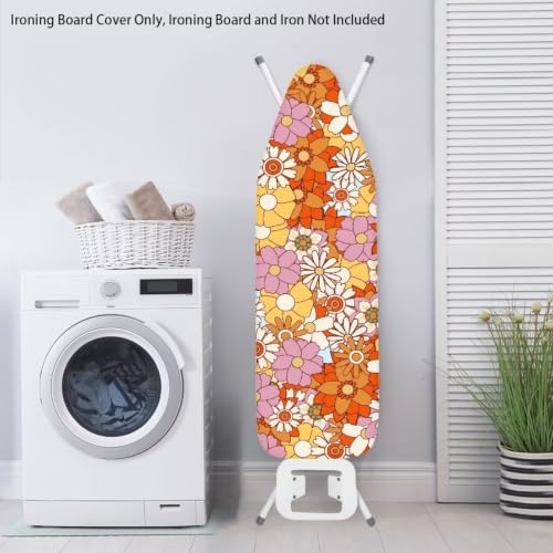 Home Ironing Board Cover, Heat Reflective Hippie Flower Ironing Board Cushion with Elastic Edge - color: Hippie Flower