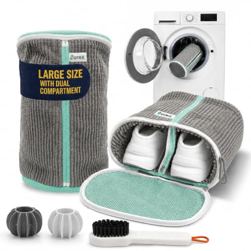Shoe Washing Machine Bag with Zippered Pocket - color: Grey