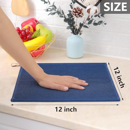 Homaxy 100% Cotton Waffle Weave Kitchen Dish Cloths 12-Pack, Navy Blue - color: Navy Blue, size: 12 X 12 - 12 Pack