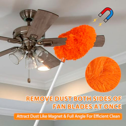 FONUNO Ceiling Fan Cleaner Duster High Ceiling Extended Fan Blade Cleaner - color: Orange