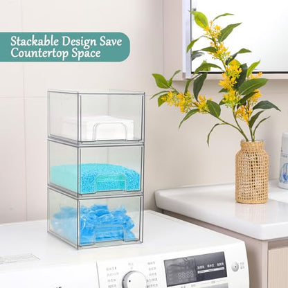 Laundry Pods Container and Laundry Detergent Powder Container Set, Dishwasher Pods Holder Set, Dryer Sheet Holder, Laundry Room Organization and Storage for Booster Beads, 3 PACK - color: 3P