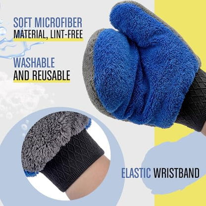 Paint Mitt Stain Mitts Reusable Microfiber - color: Gray,blue