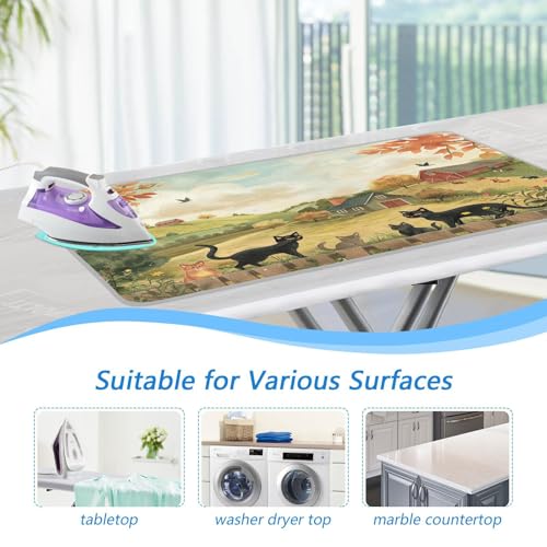 Ironing Mat Portable Ironing Pad Ironing Blanket for Table Top Heat Resistance Double-Side Using Travel Large 47.2 x 27.6 Inch Foldable Lightweight Farmhouse Cats - color: Farmhouse Cats