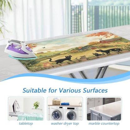 Ironing Mat Portable Ironing Pad Ironing Blanket for Table Top Heat Resistance Double-Side Using Travel Large 47.2 x 27.6 Inch Foldable Lightweight Farmhouse Cats - color: Farmhouse Cats
