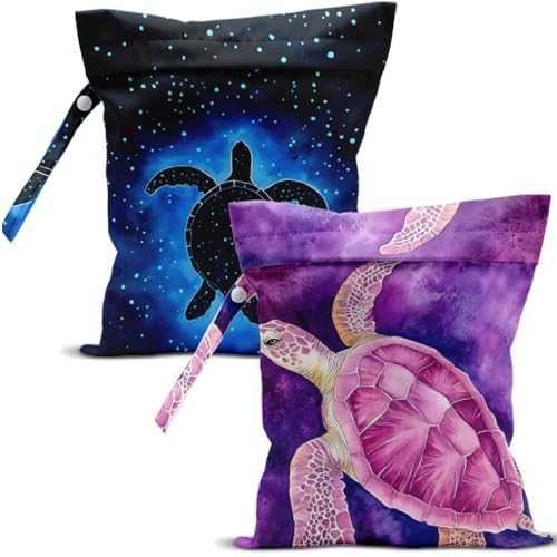 Wet Dry Bags Wet Bags Dirty Laundry Travel Bag Mystical Turtle Waterproof Zipper Bag for Swimsuit Travel Beach - color: Mystical
