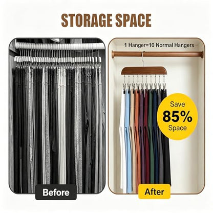 Legging Hangers for Closet Organizer - Pants Hangers with Clips Holds 20 Leggings - 360° Rotating Space Saving Non-Slip Legging Organizer for Closet Hanging Jeans, Shorts, Socks Brown 2 Pack