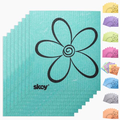 Skoy Cloth, 8-Pack Versatile Swedish Dishcloths for Kitchen and Household Use, Reusable Cleaning Cloths, Planet-Friendly, Dishwasher and Dryer-Safe, Mint Green - color: Mint Green, size: 8-Pack