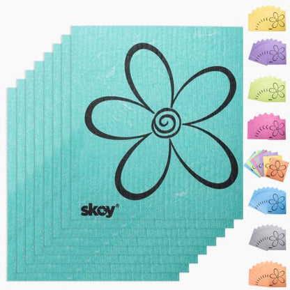 Skoy Cloth, 8-Pack Versatile Swedish Dishcloths for Kitchen and Household Use, Reusable Cleaning Cloths, Planet-Friendly, Dishwasher and Dryer-Safe, Mint Green - color: Mint Green, size: 8-Pack