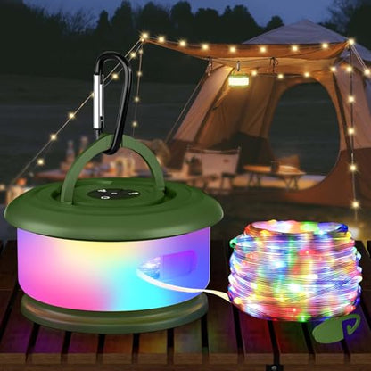 Camping String Lights, Retractable 32.8FT Rechargeable Fairy Light - color: Green