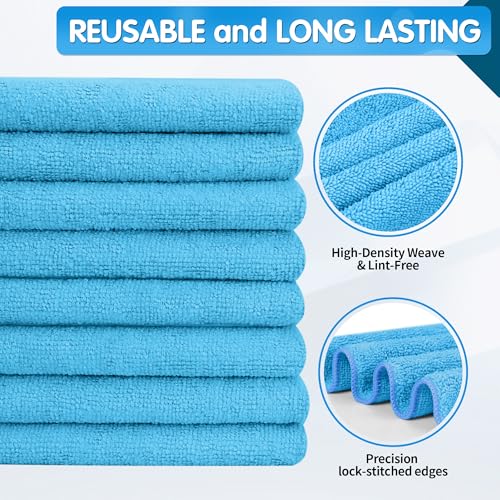 FIXSMITH Blue Microfiber Cleaning Cloth -Pack of 12, Highly Absorbent Cleaning Rags, 16"X12" All Purpose Cleaning Towels for Housekeeping, Kitchen, Car, Lint Free and Reusable Microfiber Towels - color: Blue, size: 12pk
