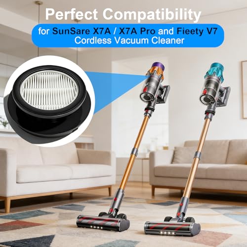 4-Pack X7A Filter for SunSare X7A, X7A Pro Cordless Stick Vacuum Cleaner