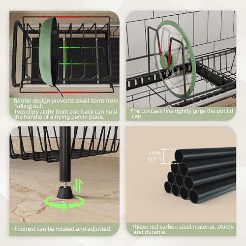 NETEL Expandable Under Sink Organizer，Pot and pan Organizer Under Cabinet - size: Multi-functional with pot holder