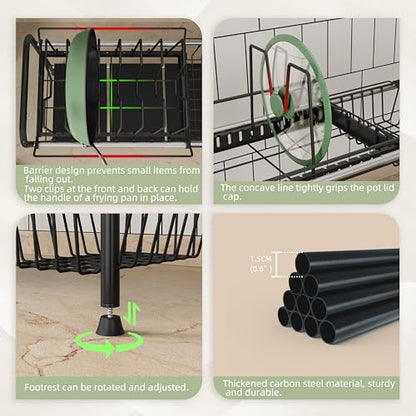 NETEL Expandable Under Sink Organizer，Pot and pan Organizer Under Cabinet - size: Multi-functional with pot holder