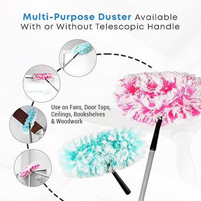 Fuller Brush Fuzzy Fan Duster – Dust & Clean Ceiling Fans, Walls, Woodwork – Polystatic & Microfiber Grabs & Holds Dust, Lint, Cobwebs & Dirt - Fan Duster Head Only (Pink)