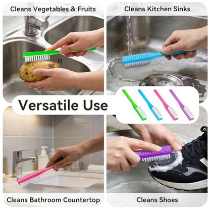 Nail Brush for Cleaning Fingernails Handle Grip Nail Scrubber Brush 4 Pack Kitchen Cleaning Brush Small Shoe Cleaner Brush Laundry Stain Brush for Household Cleaning