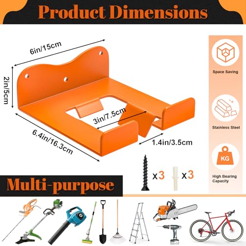 Garage Organizer Trimmer Rack Weedeater Hanger, Garden Power Tool Hanger Weed Whackers Holder Wall Mounted, Heavy Duty Metal Trimmer Hanger for Garage Tool Organizers Storage (Orange-1Pcs) - color: Orange-1Pcs