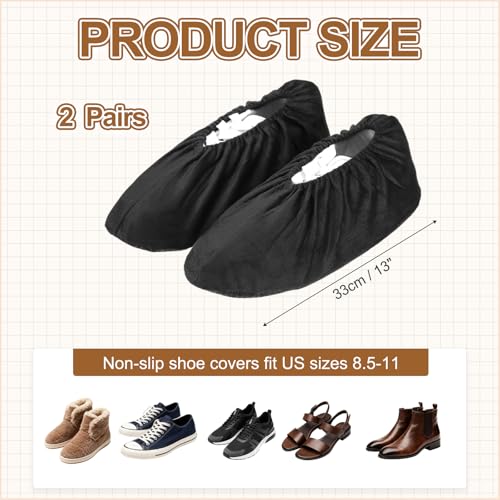 PATIKIL Reusable Shoe Covers, Non-Slip Shoe Protectors Covers Polyester Washable Foot Boot Covering - color: Black, size: 13 inch