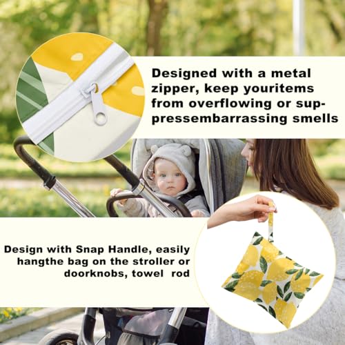 2 Pcs Lemon Orange Print Wet Bags, Wet Dry Bag Reusable for Swimsuit - color: Multicolor 1492