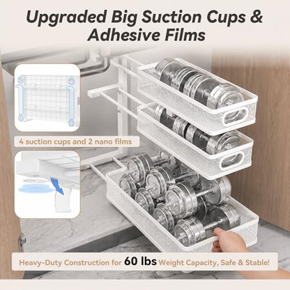 3-Tier Under Sink Organizer 2-Pack Organization for Bathroom Kitchen,White - color: White