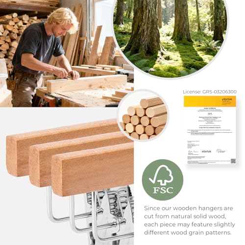 HOUSE DAY Wooden Pants Hangers with Clips, 10 Pack Skirt Hangers, Natural - color: Natural, size: Pack of 10