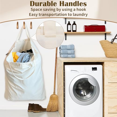 Canvas Laundry Bag 33"Wx 35"H, Extra Large Heavy Duty Hamper Liner,XL Beige - color: Beige, size: XL 33"W x 35"H┃1 Pack