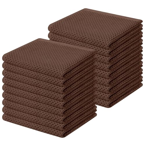 Homaxy 100% Cotton Waffle Weave Kitchen Dish Cloths 18-Pack, Coffee - color: Coffee, size: 12 X 12 - 18 Pack