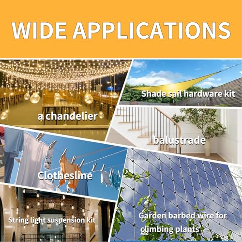 165FT 1/8" Stainless Steel Wire Rope Kit with Turnbuckles
