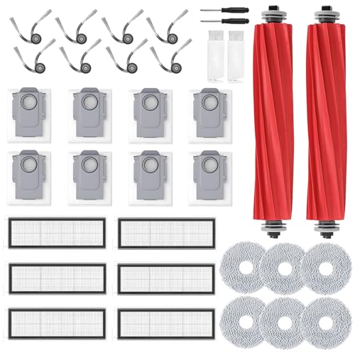 34 Pcs QV 35A/QV 35S/QR 598/QR 79 Replacement Accessories for Roborock Robot Vacuum, 2 Main Brush, 6 HEPA Filter,8 Dust Bag, 8 Side Brushe,6 Mop Cloth Pad, 4 Cleaning Tool - style: QV 35A/QV 35S/QR 598/QR 79