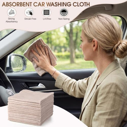 Nuenen Car Microfiber Clean Cloths, Khaki, 16 x 16 Inch, 60 Pcs - color: Khaki, size: 16 x 16 inches