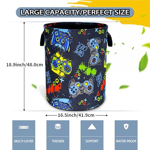 Game Controller Laundry Basket Foldable Waterproof Hamper 18.9 x 16.5 Inch - color: Game Controller