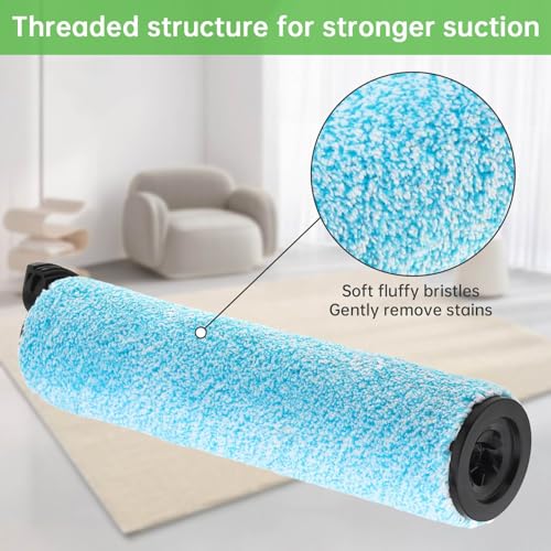 Vacuum Brush Rollers 6Pcs, WD161 Vacuum Roller and Filter Replacement, Fit for Shark HydroVac MessMaster Wet Dry Vacuum Cleaner WD161 WD261 AW261, 2 Brush Rollers, 2 Foam Filters, 1 Cleaning Tool