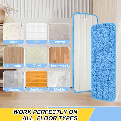 10 Pack 16.5 inch Reusable Mop Pads Microfiber Spray Mop Replacement Heads for Wet/Dry Mops Compatible with Bona Floor Care System - color: 10 Pack