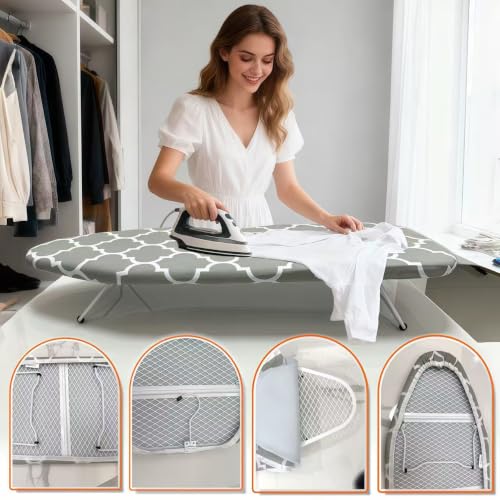 Tabletop Ironing Board with Heat Resistant Cover and Pad,30x12Inch - color: Gray