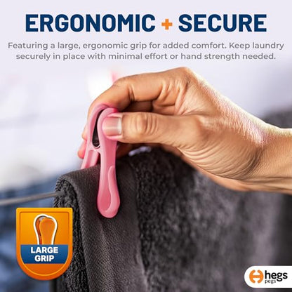 Hegs 30 Pack Pastel Pink - The Smartest Heavy Duty Clothespins with Hooks - Hang 3 Garments at Once with Our Tough, Dual Hooks Clothes Pins with Anti-Rust Spring - Durable, Colorful Clothespins - color: 30 Pack (Pastel Pink)