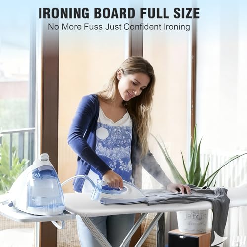 oleaf Ironing Board with Cover and Thicken Pad Height Adjustable Full Size Foldable Iron Board with Iron Rest, Stable Steel Legs, Metal Construction, Heat Resistant, Pink - color: Pink