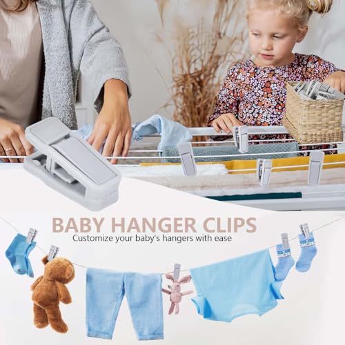 KISEER 80 Pcs Plastic Baby Hanger Clips Slim-line Finger Clips Set for Clothes Hanger Velvet Hanger (Grey) - color: Gray, size: 80 Pcs