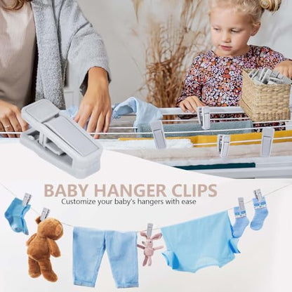 KISEER 80 Pcs Plastic Baby Hanger Clips Slim-line Finger Clips Set for Clothes Hanger Velvet Hanger (Grey) - color: Gray, size: 80 Pcs