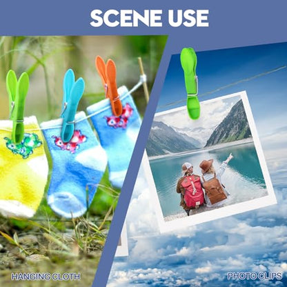 24Pack Colorful Plastic Clothespins Heavy Duty Laundry Clothes Pins Outdoor