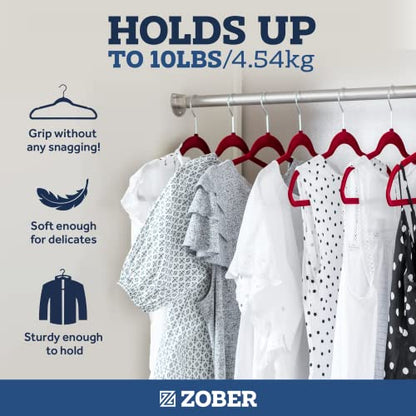 Zober Burgundy Velvet Hangers 50 Pack, Slim Non Slip Clothes Hangers - color: Burgundy, size: 50 Pack